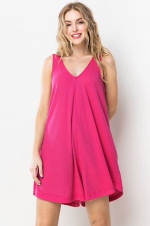 BJ6862SA<br/>Sleeveless Solid Romper with Pockets