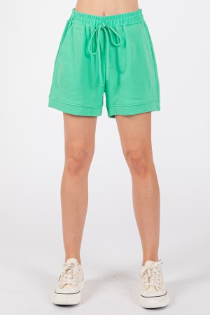 BY61106SA<br/>Solid Knit Draw String Shorts